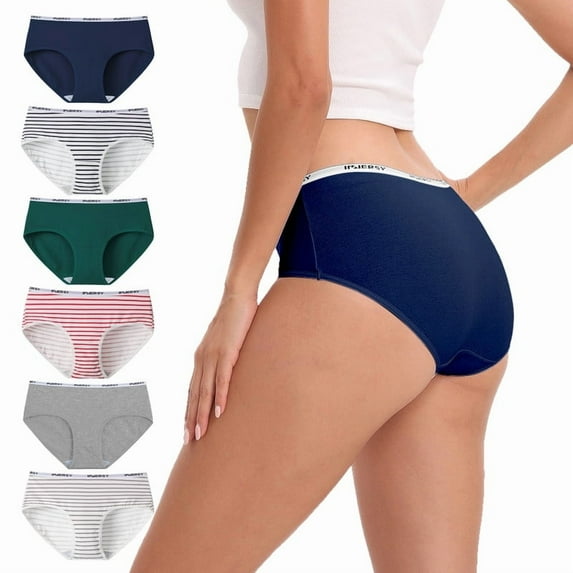 INNERSY Womens Underwear Cotton Hipster Panties Low Rise Basics Underwear 6-Pack (X-Small, Sport Stripes)