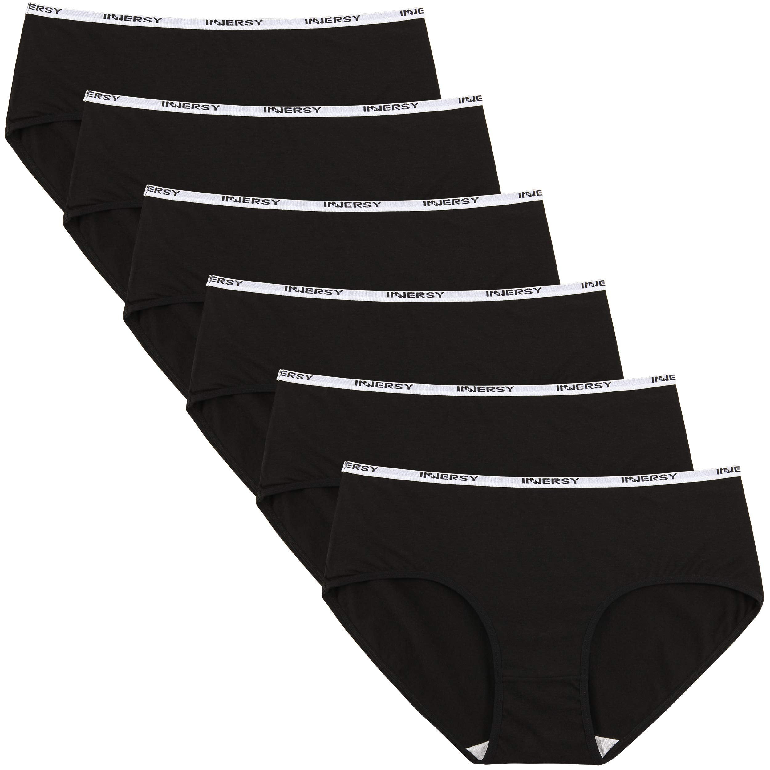 INNERSY Womens Underwear Cotton Hipster Panties Low Rise Basics Underwear  Pack of 6 (X-Large, Black)