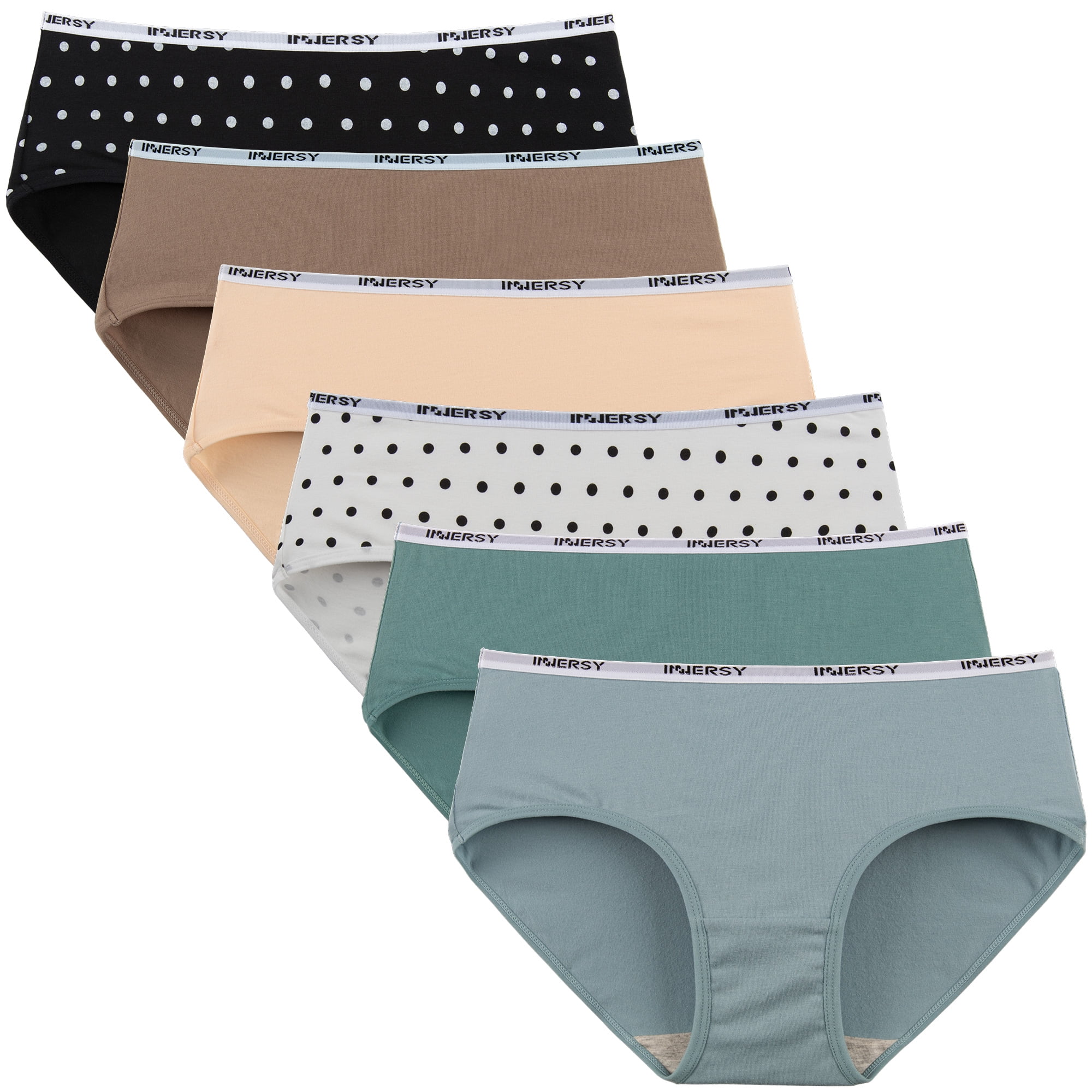 INNERSY Womens Underwear Cotton Hipster Panties Low Rise Basics Underwear  Set 6-Pack (Large, Early Fall) 