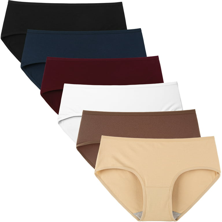 INNERSY Womens Underwear Cotton Hipster Panties Mid/ Low Rise 6 Pack  (L,Late Autumn) 