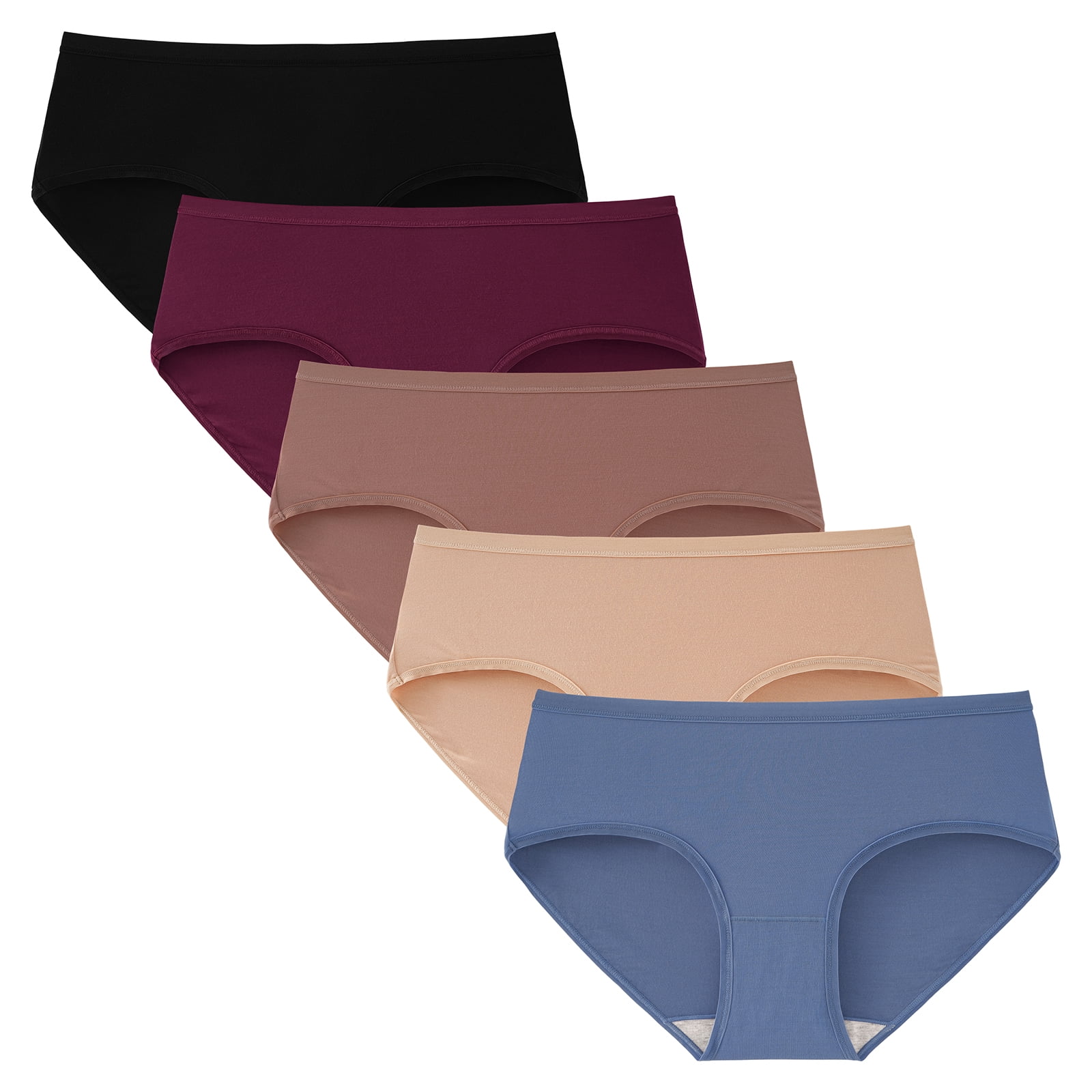 INNERSY Womens Underwear Micro Modal Soft Panties Pack of 5 (L,  Black/Burgundy/Coffee/Bleached Apricot/Gray Blue)