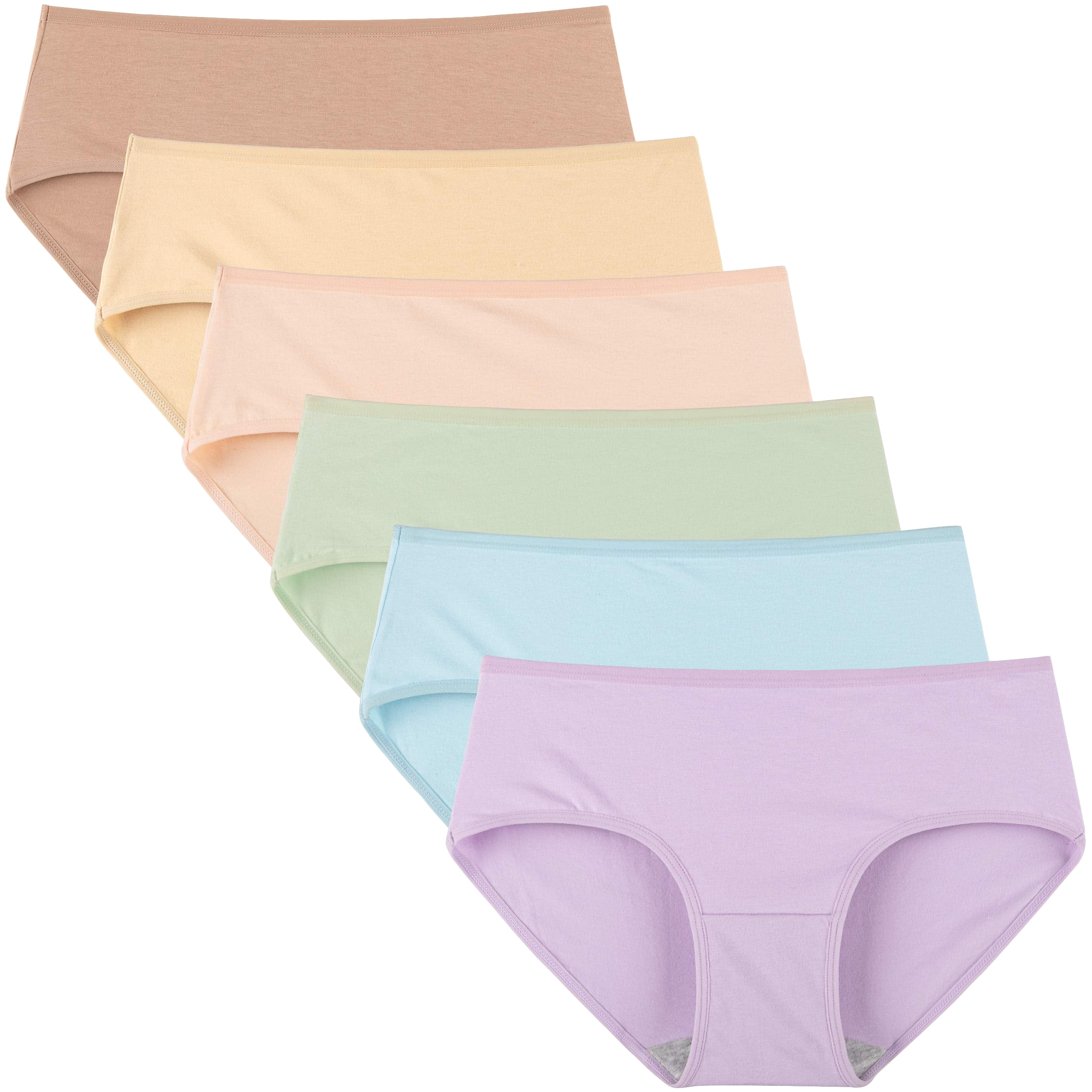 INNERSY Womens Underwear Packs Cotton Hipster Panties Mid/Low Rise 6-Pack  (L, Bright)