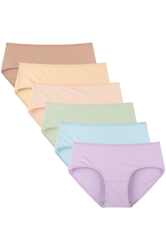 Womens Underwear Packs Cotton Hipster Panties Mid/Low Rise 6-Pack (M, Bright)