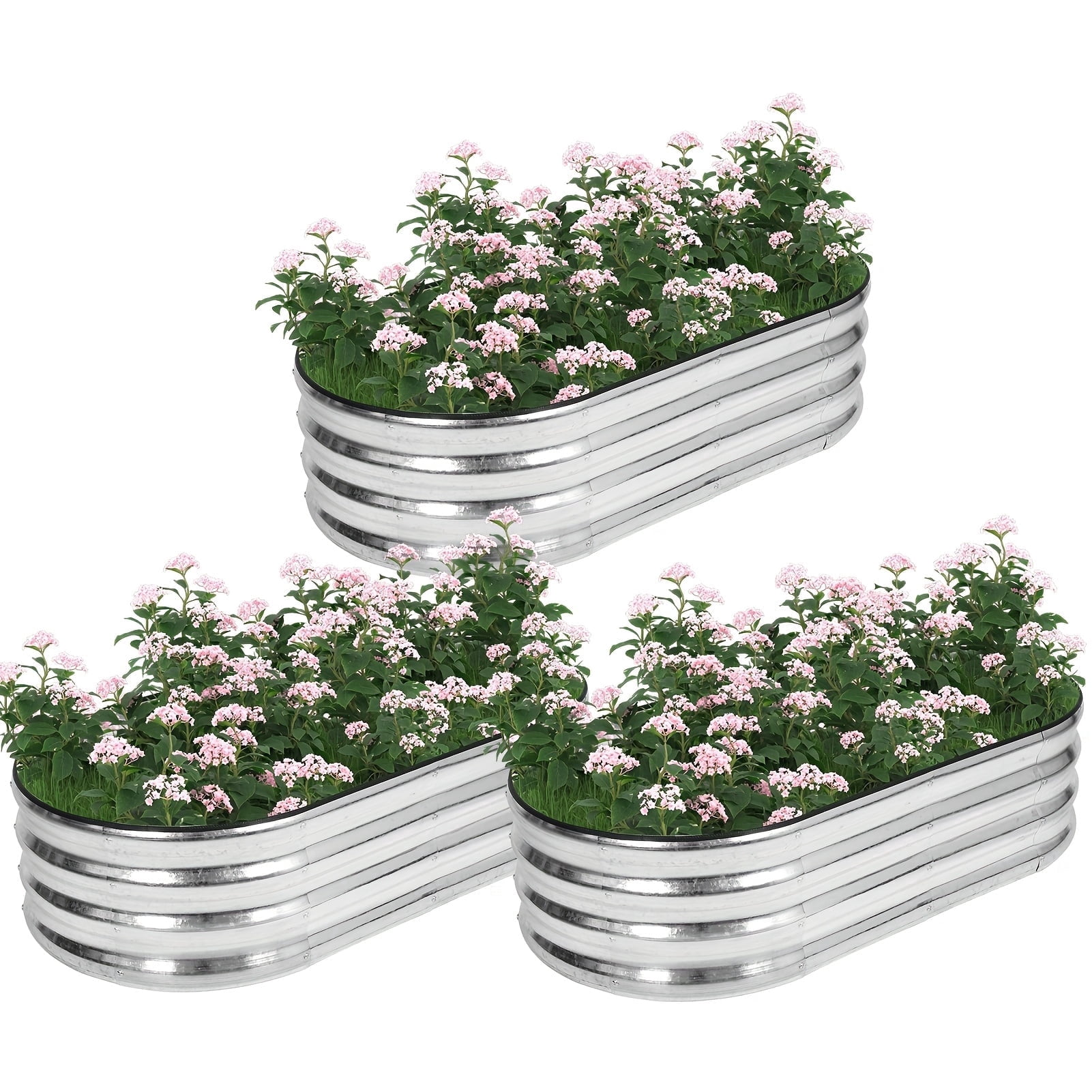 INNO STAGE Galvanized Metal Raised Garden Bed Kit Outdoor Planter Box 3-Pack 4x2x1FT