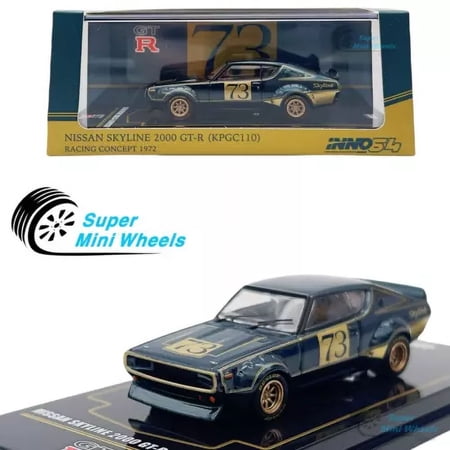 Dronehint.com INNO64 1:64 Nissan 2000 GT-R KPGC110 Raching Concept 1972 #73 Green