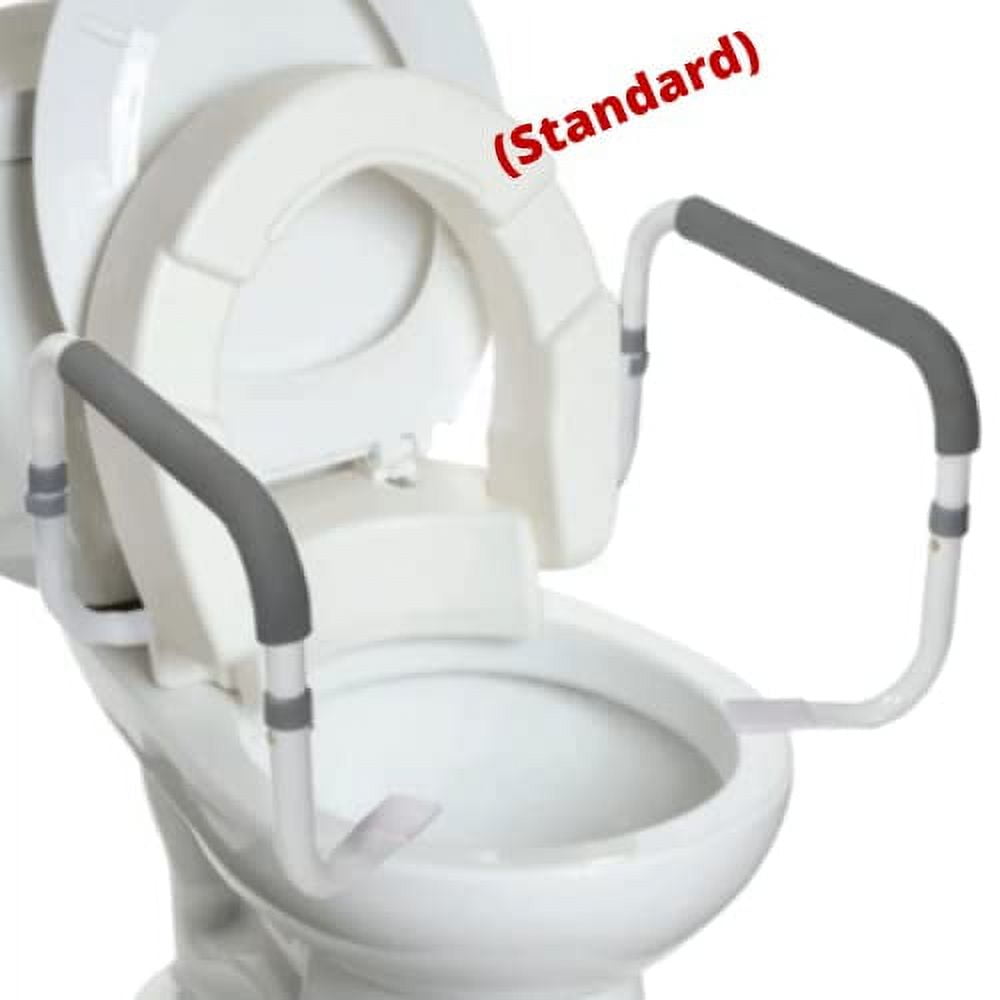 INNOEDGE MEDICAL Hinged Raised Toilet Seat with Handles, Padded Arms