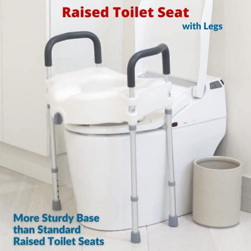 INNOEDGE MEDICAL Raised Toilet Seat with Handles, Padded Arms, Height