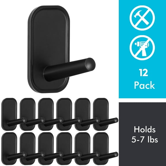 INNOPLUS 12x Black Coat Rack Wall Hooks for Hanging Towel Backpack Hat