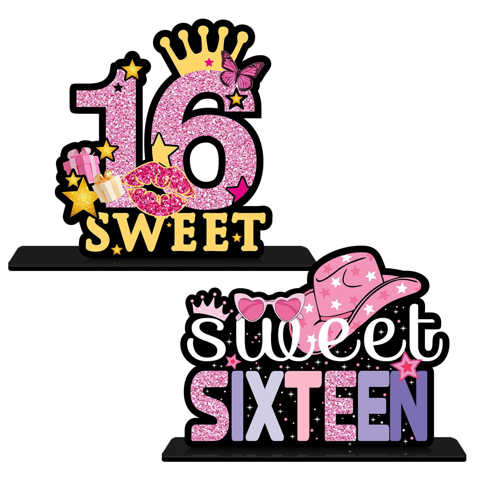 INNORU Sweet 16 Acrylic Table Centerpieces Set, Happy 16th Birthday