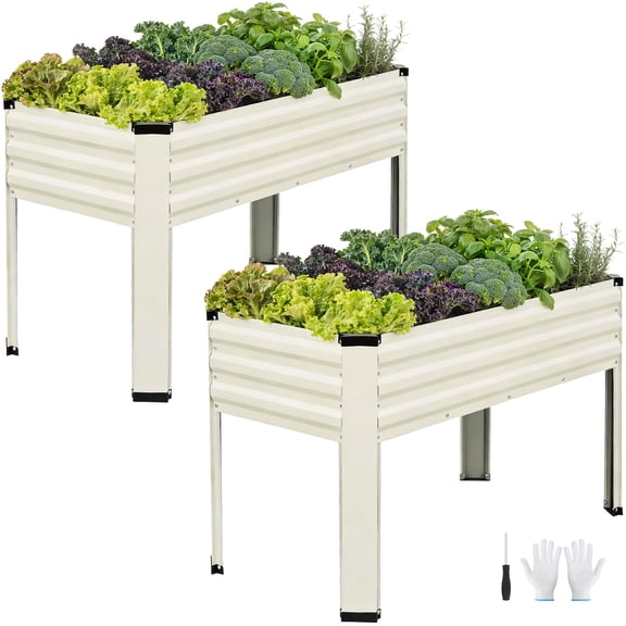 INNOSTAGE 48x24x32in Galvanized Raised Garden Bed with Leg,Elevated Planter Boxes for Backyard,Patio