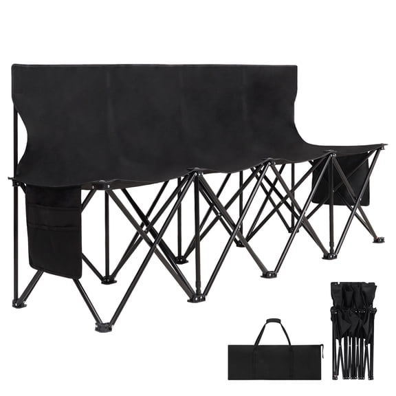INNOSTAGE Portable Soccer Bench,Team Bench Soccer 6 Seats with Bag,Black