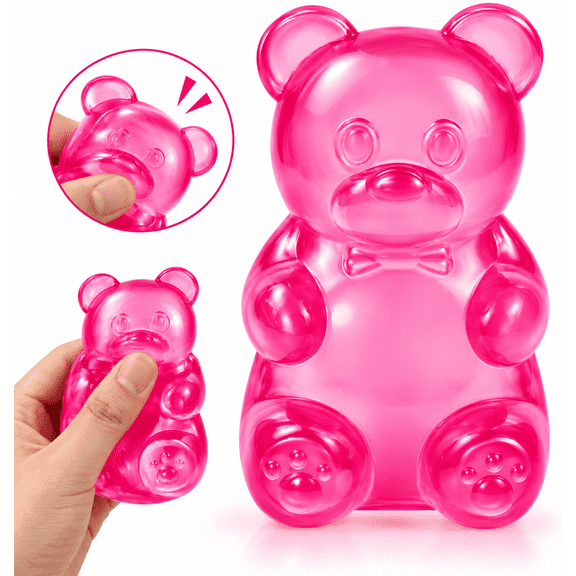 INNOTECH SC Bear Squishy Squeeze Toy, Soft Sensory Fidget Toy, Washable Portable Bear Desk Toy for Kids and Adults, Pink, 1 Pack