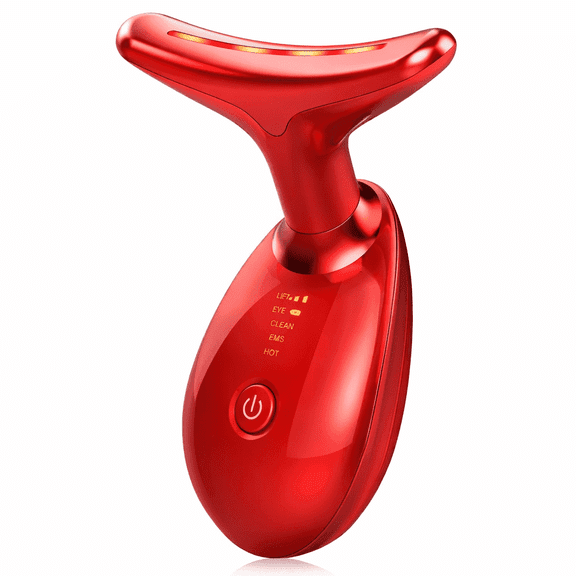 INNOTECH SC Face & Neck Massager with 7 LED Light Modes, Heated Facial Skincare Tool, Portable Skin Care Device for Daily Beauty Routine- Red