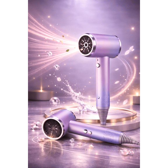 INNOTECH SC Ion Hair Dryer with Blue Light Moisturizing Technology, 3 Speed & Hot/Warm/Cold Settings, 360° Rotating Nozzle, Fast Dry Low Noise Hair Dryer, Gradient Purple