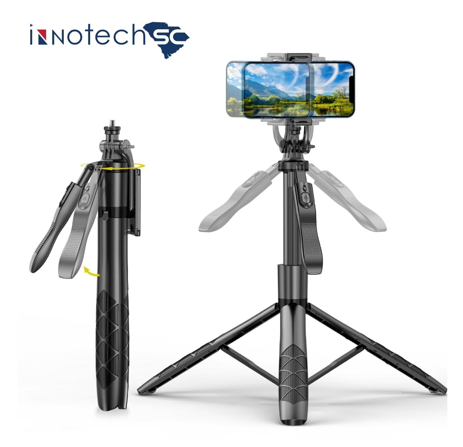INNOTECHSC All in One 60" Video Tripod with Wireless Remote 360°, Black