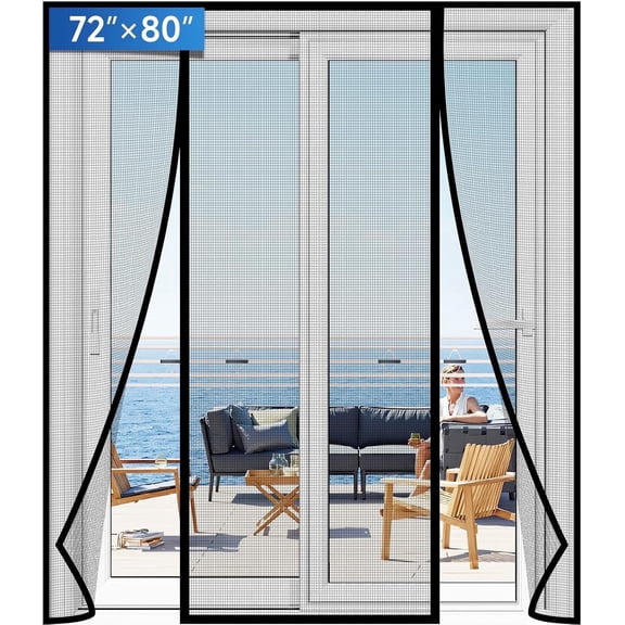 INNOTECHSC Magnetic Screen Double Door – Heavy Duty Hands-Free Mesh Partition with Self-Sealing Closure, Pet & Kid Friendly, Easy Walk Through, Bug Proof, Keep-Open Feature, 74” x 80”