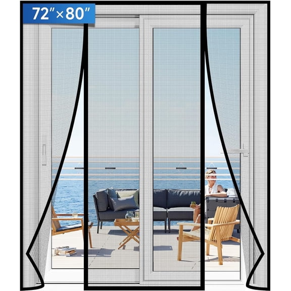 INNOTECHSC Magnetic Screen Double Door - Self Sealing, Heavy Duty, Hands Free Mesh Partition Keeps Bugs Out - Pet and Kid Friendly - Keep Open Feature - 74 Inch x 80 Inch