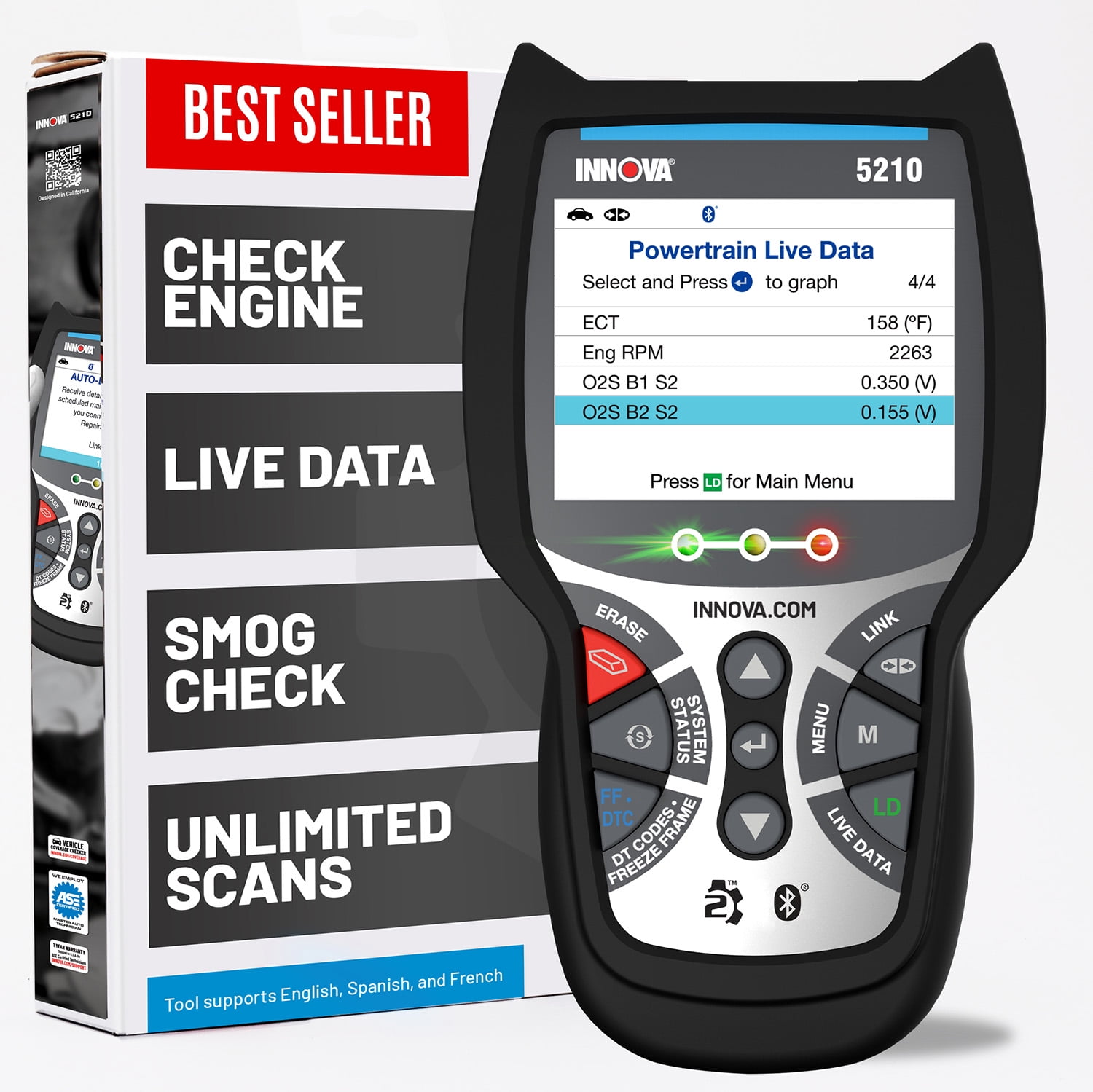 INNOVA 5210 CarScan Auto ABS Car OBD Check Engine Scanner Bluetooth Code Reader