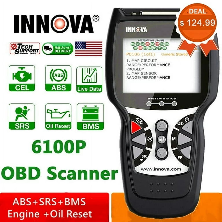 INNOVA 6100P OBD2 Scanner SRS Engine ABS Code Reader Oil Light