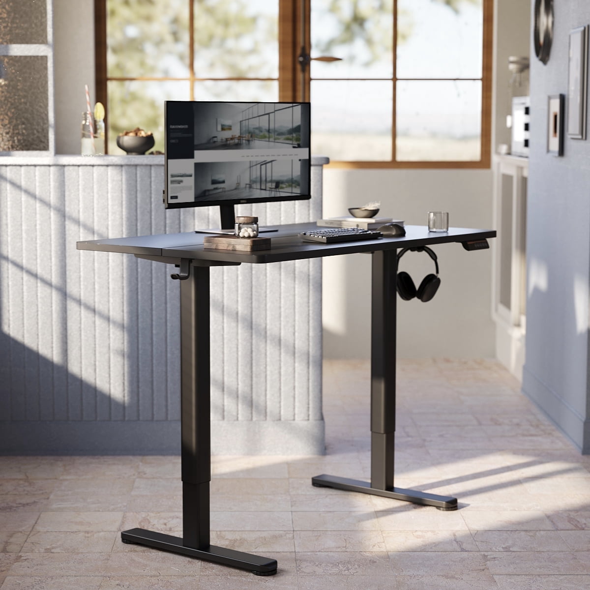 Innovar Electric Standing Desk, Small Stand up Desks Adjustable Height,Games Motorized Rising Desk W/Memory Preset Office Height Adjustable Desk for Teens & Adults,40x24 inches,Black