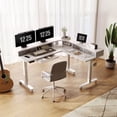 thumbnail image 1 of INNOVAR Dual Motor 63" L Shaped Standing Desk with 4 Drawers, Electric Height Adjustable Sit to Stand Coner Desk W/Monitor Stand & Splice Board, Stand up Computer Desk for Home Office,White Top, 1 of 16