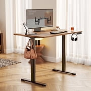 INNOVAR 48 Electric Standing Desk - Adjustable Height Stand up Home Office Desk, Sit to Stand Desk with Splice Board, Rustic Brown Computer Table for Corner Small Space