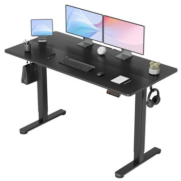 INNOVAR Electric Standing Desk, Adjustable Height Stand up Desk, 55x24 Inches Sit Stand Home Office Desk with Splice Board, Black Frame/Black Top