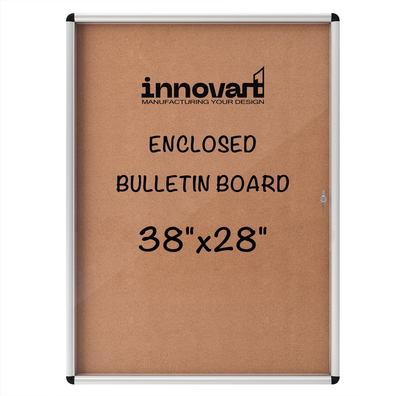 INNOVART Enclosed Bulletin Board 38”x28”, Lockable Bulletin Board Cork ...