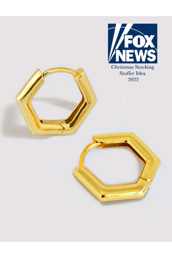 INNOVATE Hexagon Mini Hoop Earrings | 18K Gold Over Sterling Silver