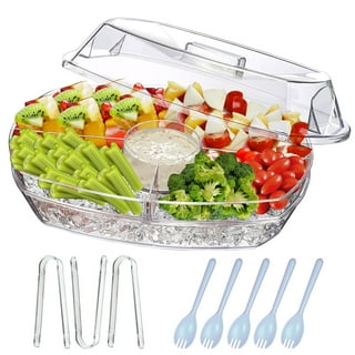 Clear Premium Acrylic Rectanglees Serving Tray with Lid (12.63 x 8.75 x  3.38) Perfect for Parties, Events, & Dining