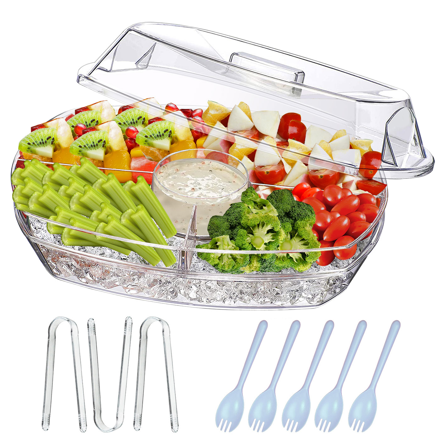 INNOVATIVE LIFE Appetizer Serving Trays on Ice with Lid, Chilled Serving Platters for Food, Veggie, Clear - image 1 of 8