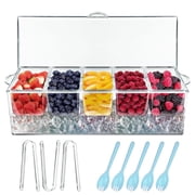 Innovative Life Refrigerated Tray with Lid, featuring 5 removable compartments, ideal for refrigerating fruits and vegetables,Clear