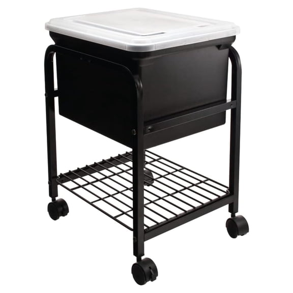 INNOVATIVE STORAGE DESIGN Hanging Rolling File Cart with Clear Lid, 15-5/8 in. x 18 in. x 25-5/8 in., Black, 1 Count