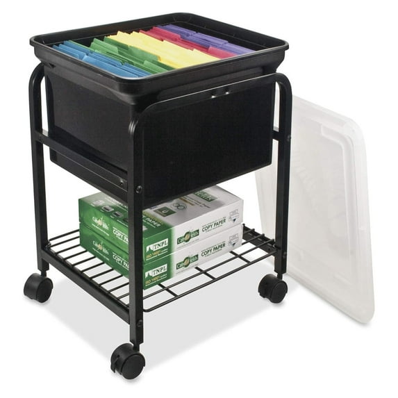 INNOVATIVE STORAGE DESIGN Hanging Rolling File Cart with Clear Lid, 15-5/8 in. x 18 in. x 25-5/8 in, Black