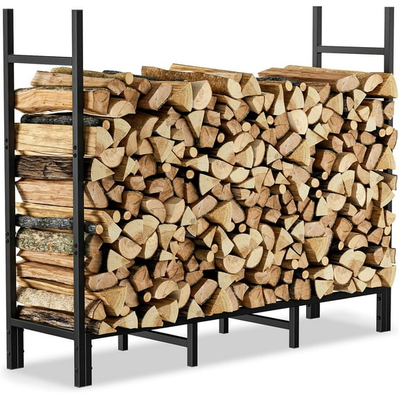 INNTECH 4FT Heavy Duty Firewood Rack Outdoor, Metal Firewood Storage Holder for Firepit & Fireplace, Rust-Resistant & Easy to Assemble