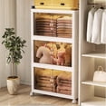 thumbnail image 1 of INO Design 18'' Inch Multi-Layer Folding Storage Cabinet With Pulley Storage Box - Transparent, Dustproof, and Versatile (3 Layers), 1 of 9
