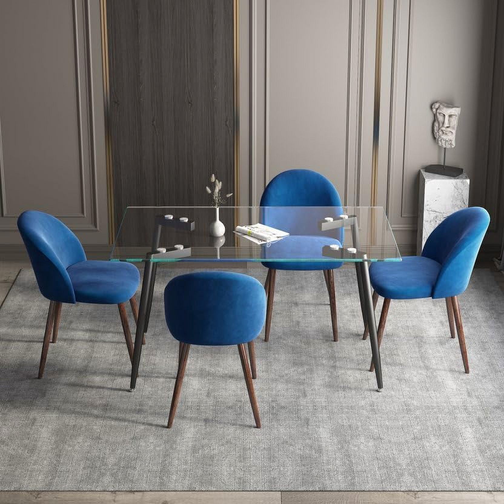 INO Design 5 Piece Black Metal Framed Tempered Glass Dining Table with ...