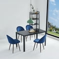 thumbnail image 1 of INO Design 5 Piece Dining Set for Glass Top Rectangular Kitchen Table, 4 Accent Chairs with Soft Velvet Seat & Backrest - Upholstered Side Chairs with Metal Leg (Blue), 1 of 5