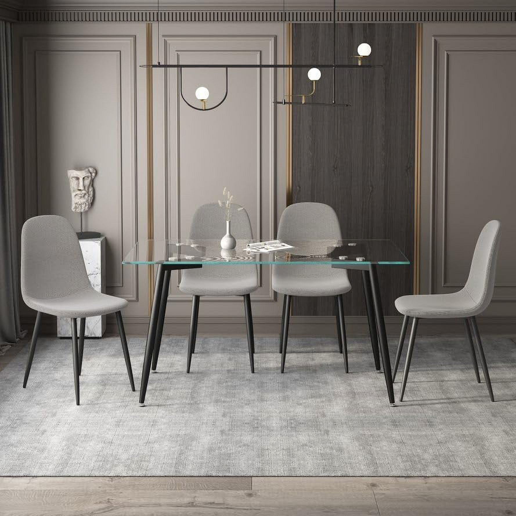 INO Design 5 Piece Furniture Contemporary Glass Dining Kitchen Table ...