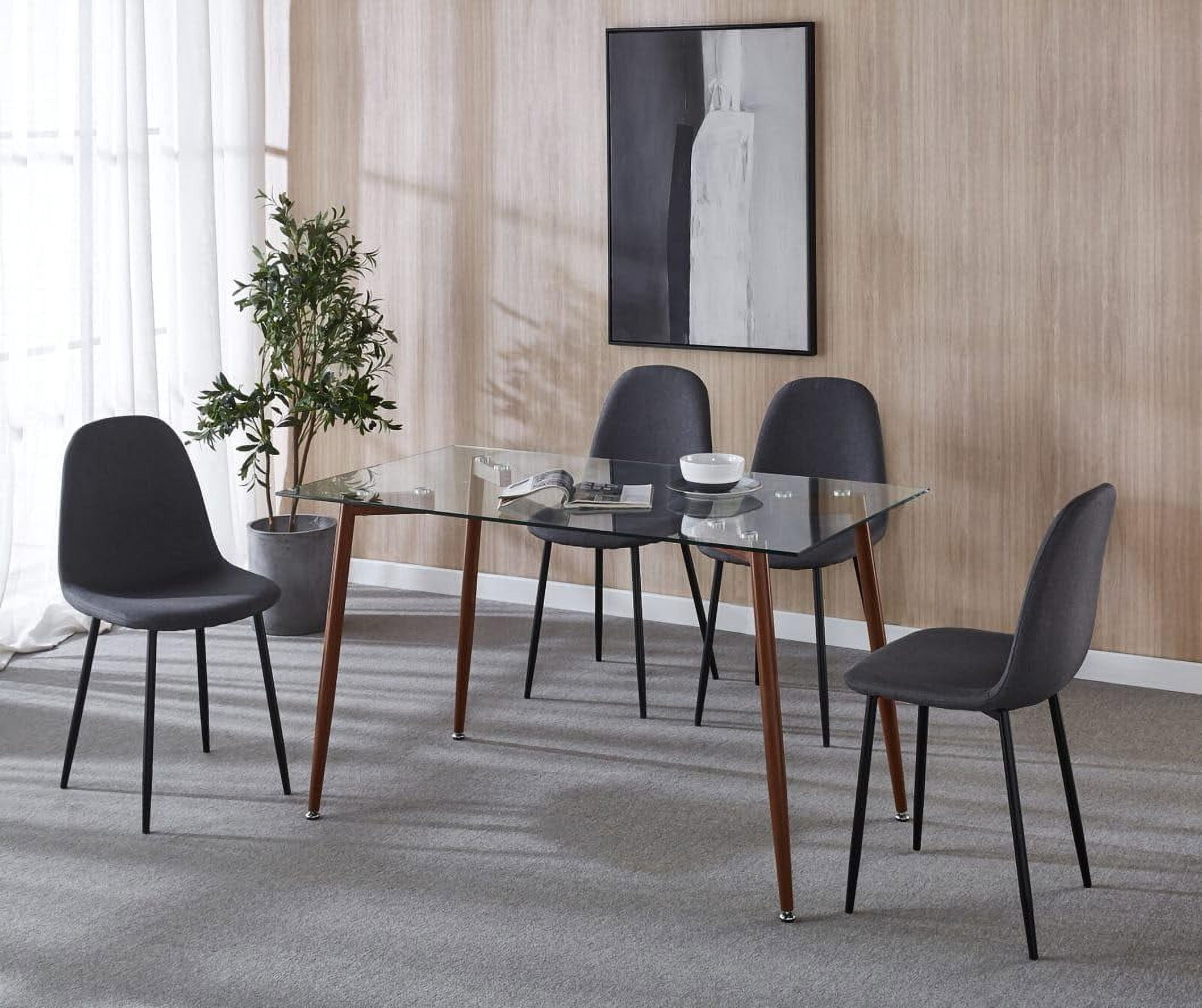 INO Design 5 Piece Furniture Contemporary Glass Dining Kitchen Table ...