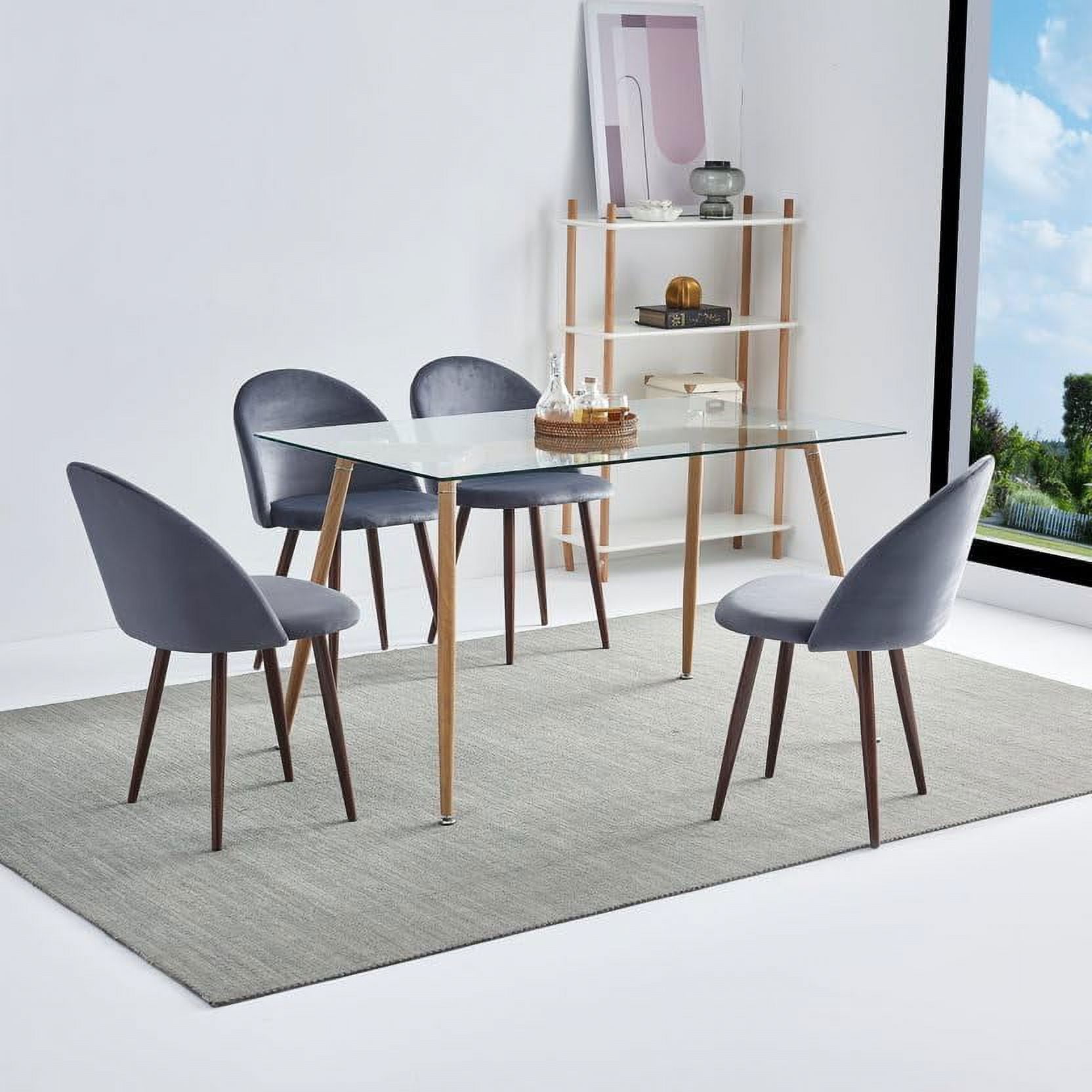 INO Design 5 Piece Mid Century Clear Glass Dining Table Furniture Set ...