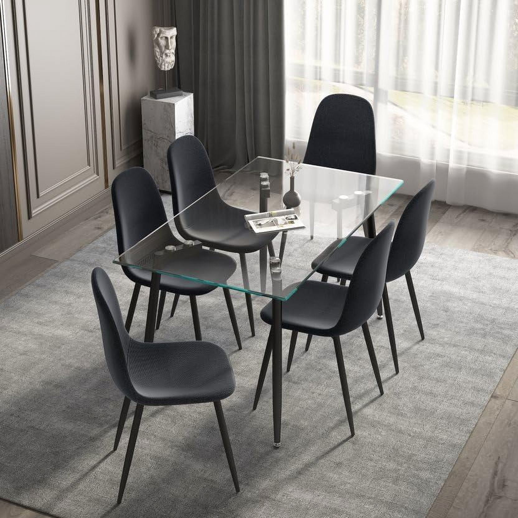 INO Design 7 Piece Furniture Contemporary Glass Dining Kitchen Table ...