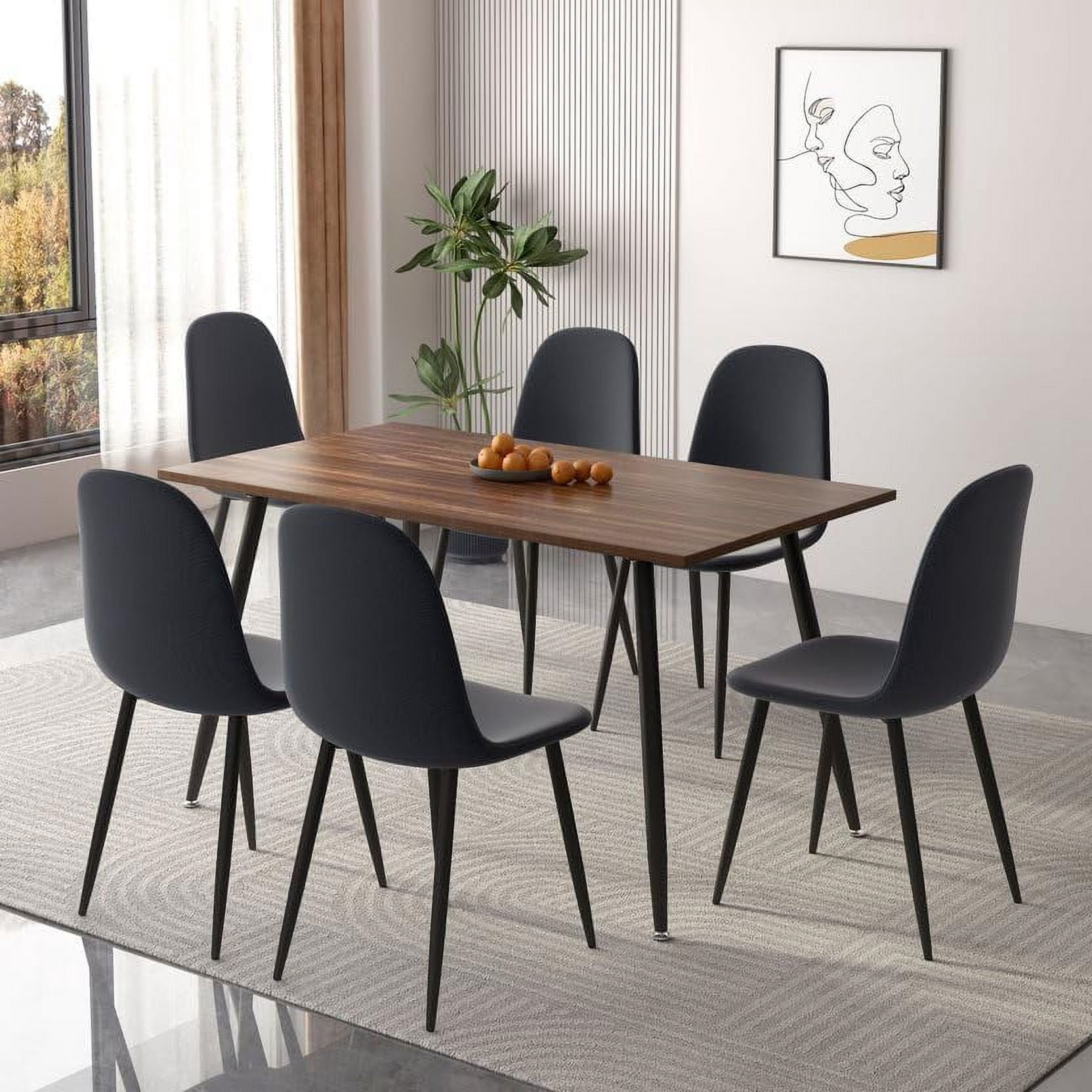 INO Design 7 Piece Modern Kitchen Dining Room Table Set for 6, Classic ...