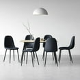 thumbnail image 1 of INO Design 7 Piece Modern Kitchen Dining Room Table Set for 6, Classic Wooden Desk Top with Upholstered Fabric Chairs with Metal Legs (Black), 1 of 7