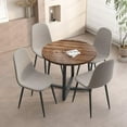 thumbnail image 1 of 5-Pieces Modern 35'' Inch Round Wooden Dining Table Set for 4 Comfortable Velvet Chairs, Space Saving Kitchen Furniture, Small Apartment Coffee Table Set (Blue), 1 of 7