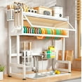thumbnail image 1 of INO Design Dish Drying Rack Large Dish Rack Kitchen Organizers and Storage, Over The Sink Dish Drainer, Dish Racks with Sponge Holder and Knife, Bowl Holder for Kitchen Sink Counter - White, 1 of 10
