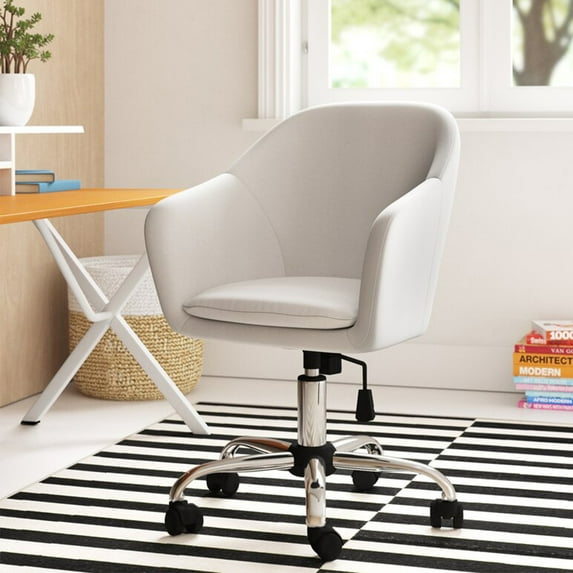 INO Design Home Office Chair Executive Mid Back Computer Table Desk Chair Swivel Height Adjustable Ergonomic with Armrest - White