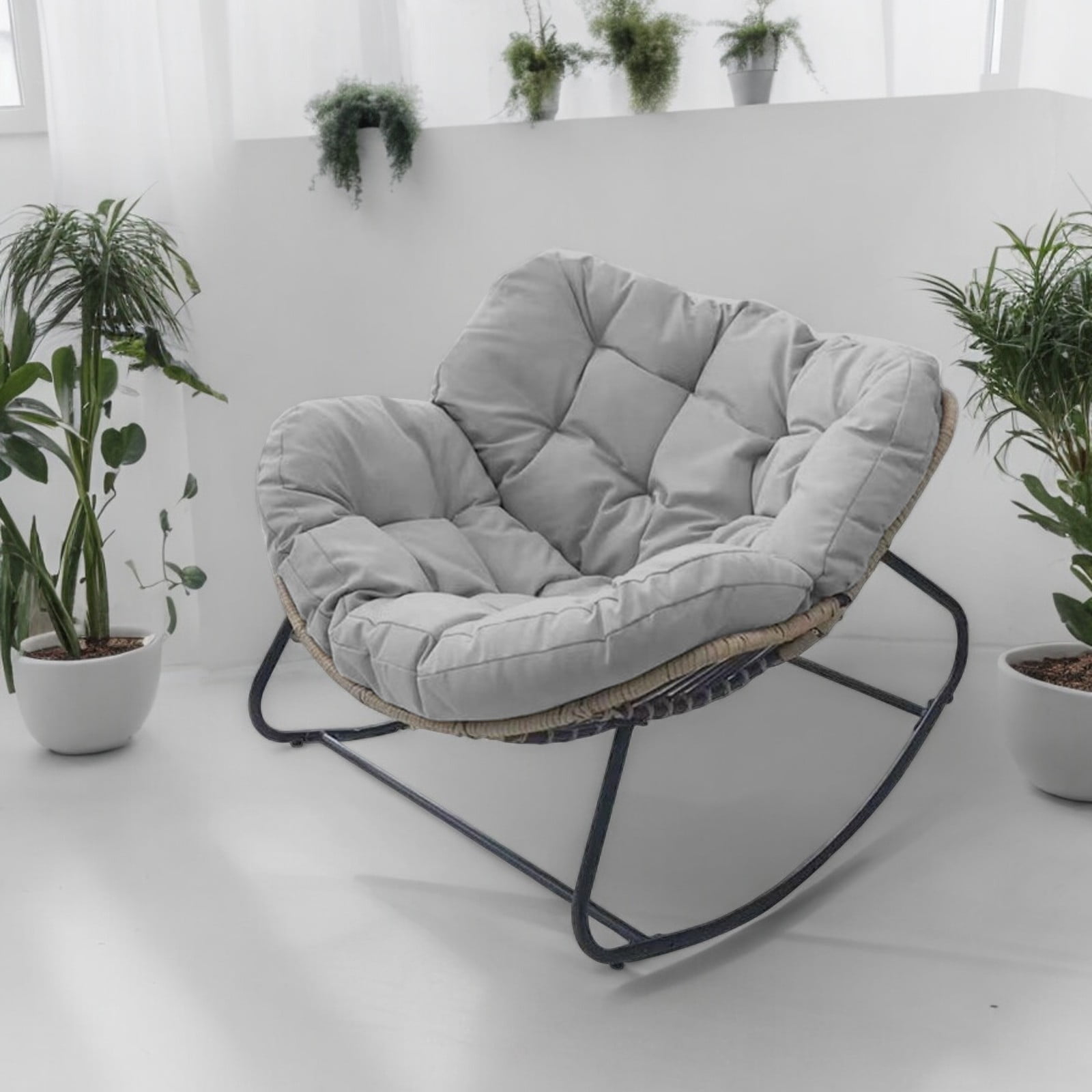 INO Design Indoor Outdoor Rocking Chair, Sturdy Comfy Padded Recliner ...