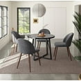 thumbnail image 1 of INO Design Mid-Century Modern 35'' Inch Round Grey Wooden Dining Table Set for 4 Comfortable Accent Velvet Barrel Chairs, Space Saving for Kitchen, Living Room Furniture, Small Apartments (Grey), 1 of 10