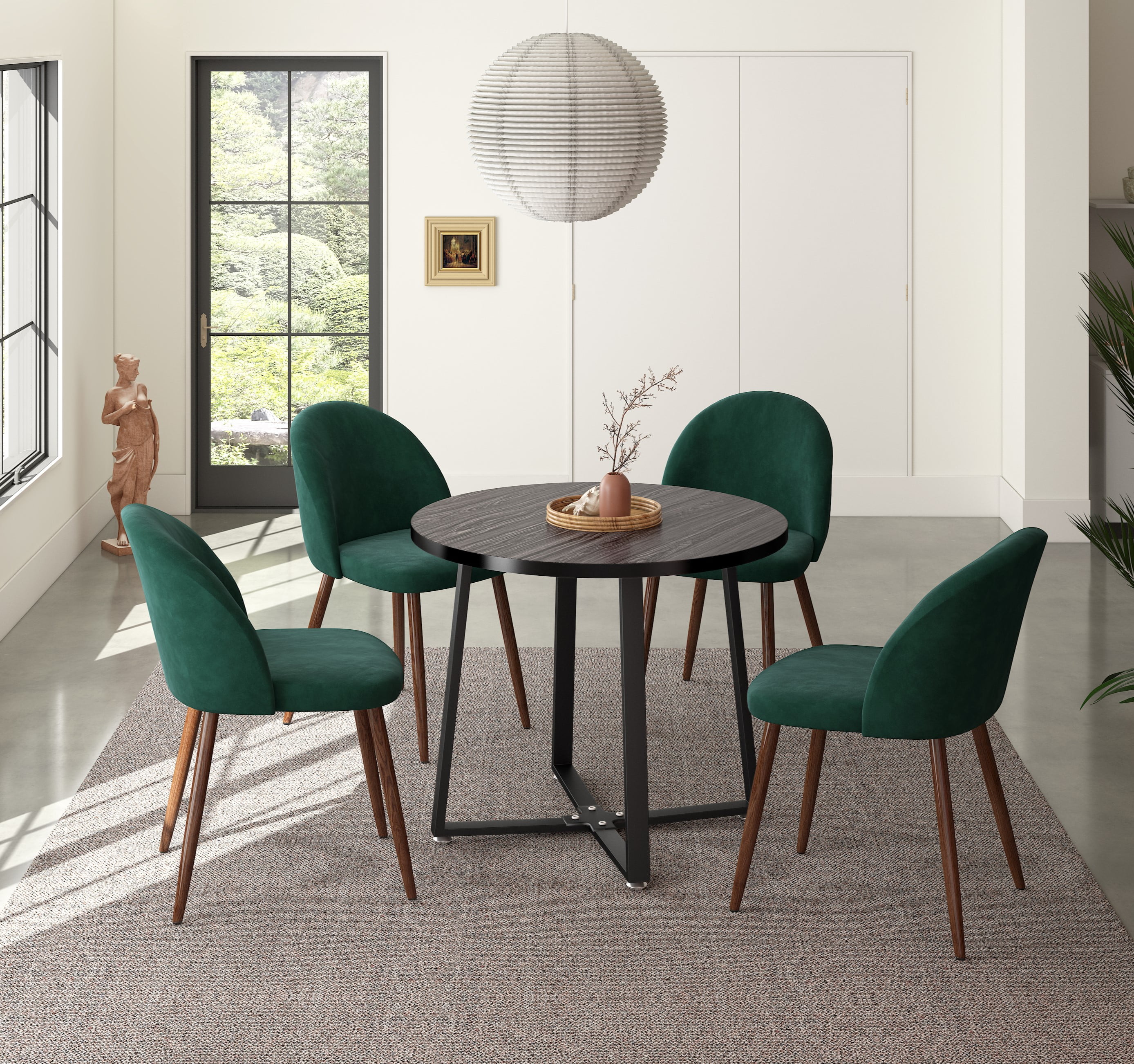 INO Design MidCentury Modern 35'' Inch Round Grey Wooden Dining Table